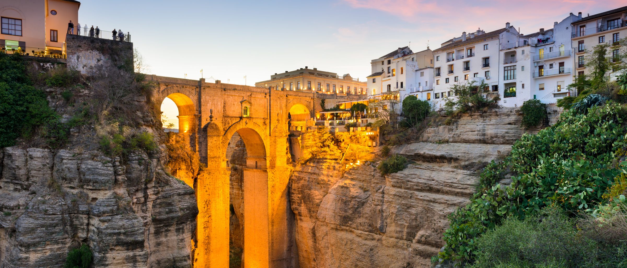 The Puente Nuevo bridge over the Tajo gorge in Ronda at dusk